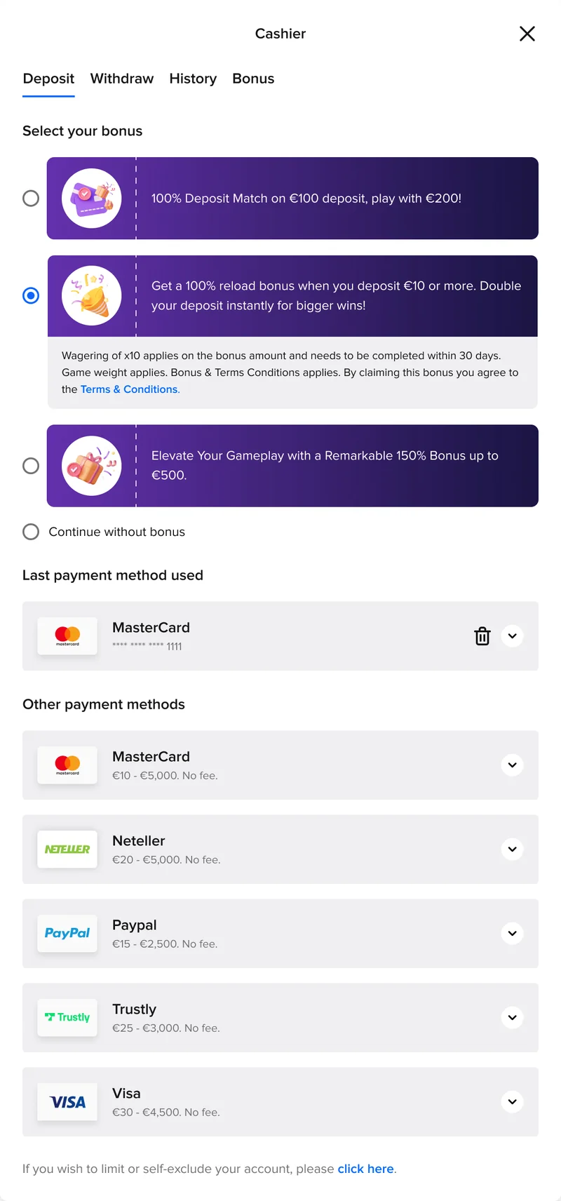 New Cashier: the second bonus selected