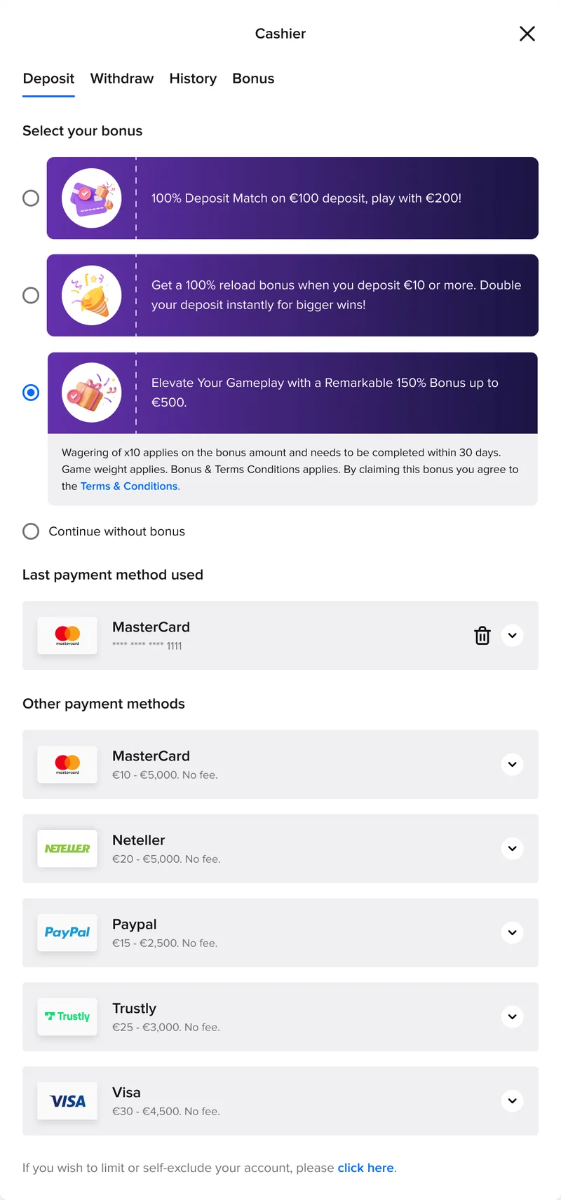 New Cashier: the third bonus selected