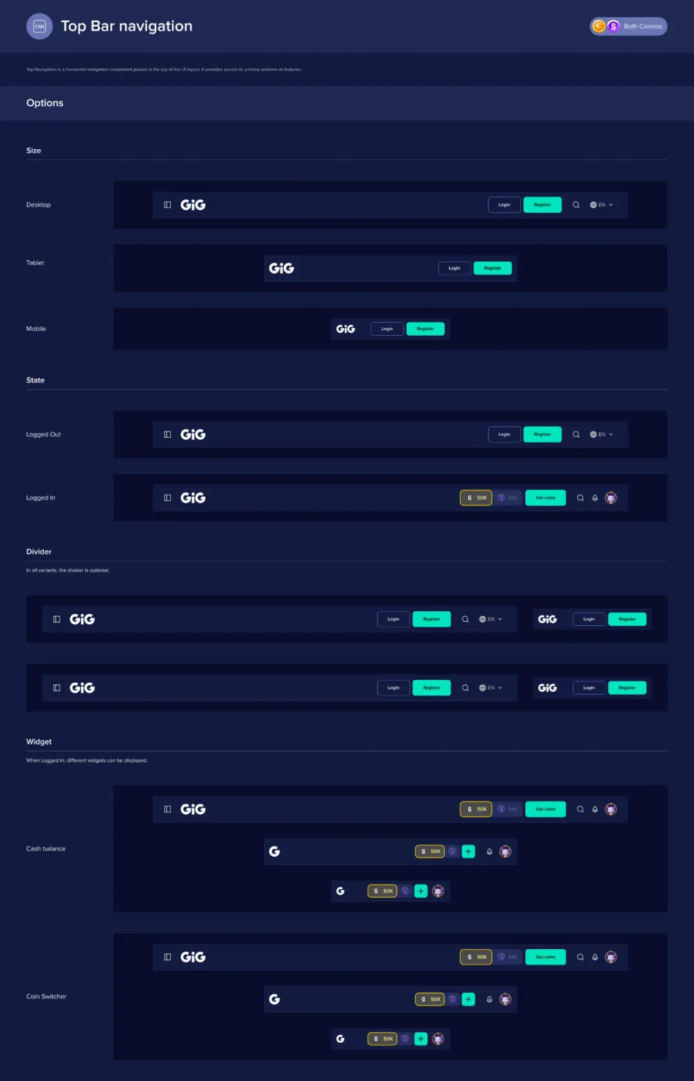 Navigation documentation page