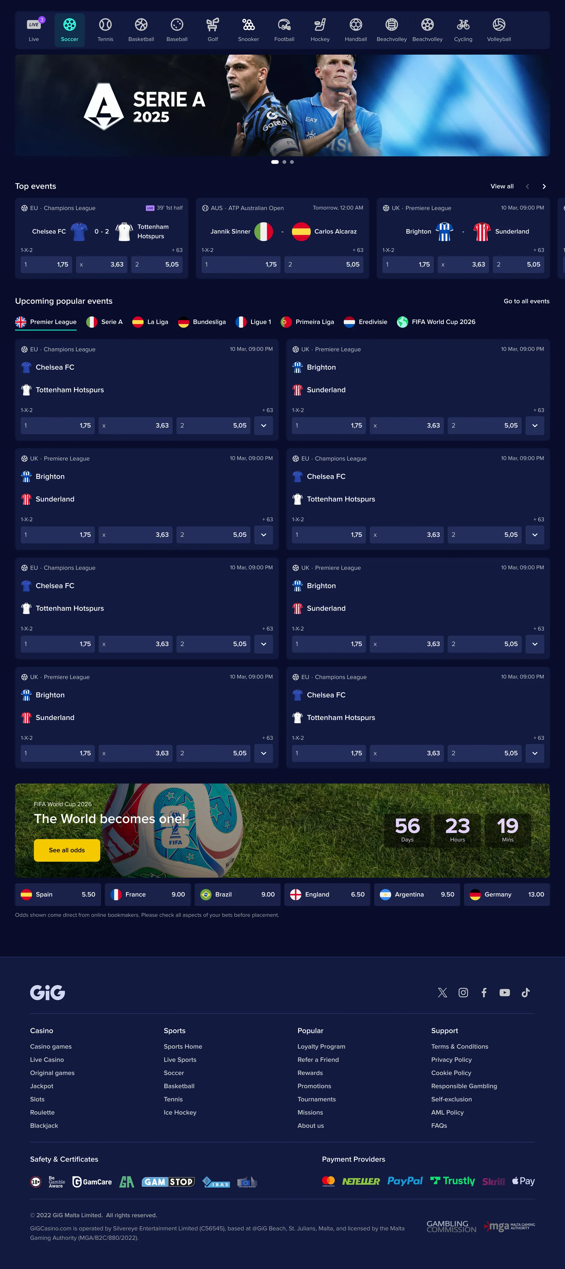 XSITE Sports home page